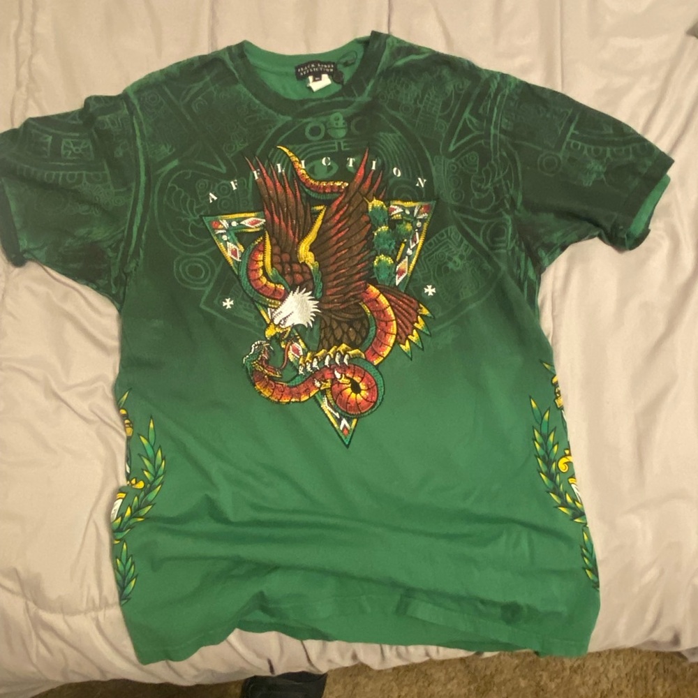 Affliction shirt Mexican heritage xl fit at lil firm on chest and arm